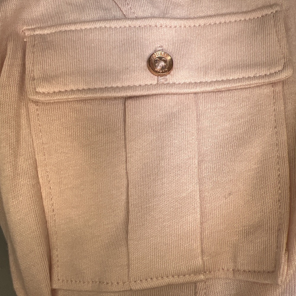 NWT Guess LA Skylar Top Women's L Blush Pink Modal Henley Roll Tab Sleeve Soft - Picture 7 of 16